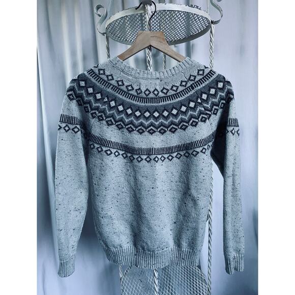 Weatherproof Vintage Sweater Fair Isle Crew Neck Sweater Gray Black Size Small - Picture 5 of 10